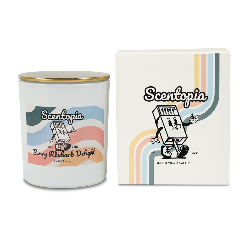 Scentopia candle and packaging on a white background