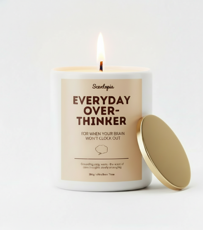 Scented candle with a label on a white background