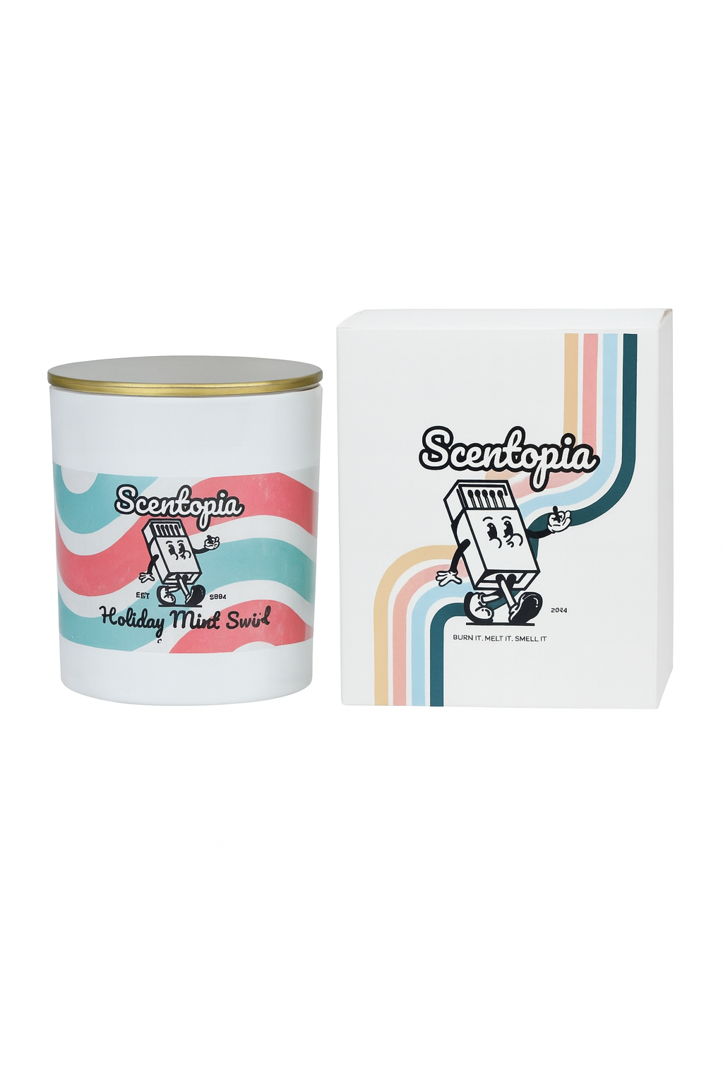 Scentopia candle and packaging on a white background