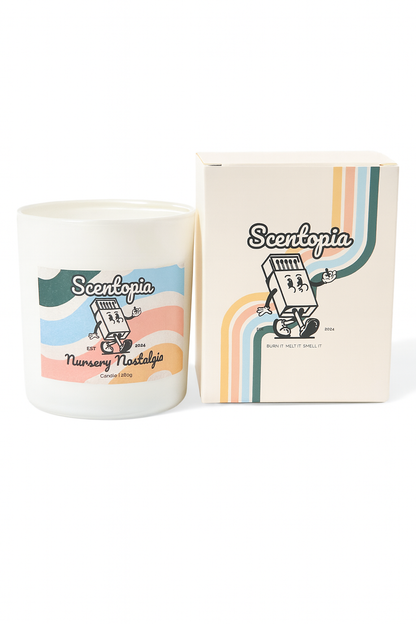 Scentopia candle and packaging on a white background