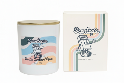 Scentopia candle and packaging on a white background