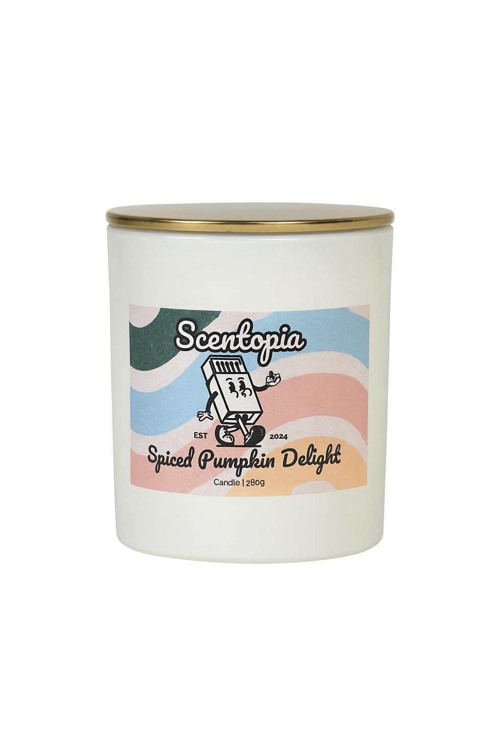 Scentopia Spiced Pumpkin Delight candle on a white background